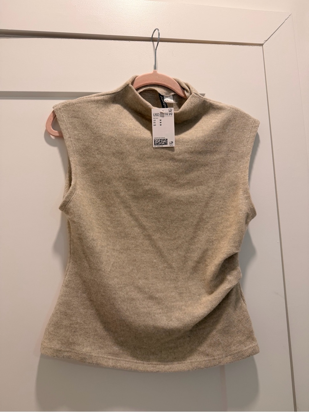 H&M Sleeveless Mock Neck Tank Top in Beige